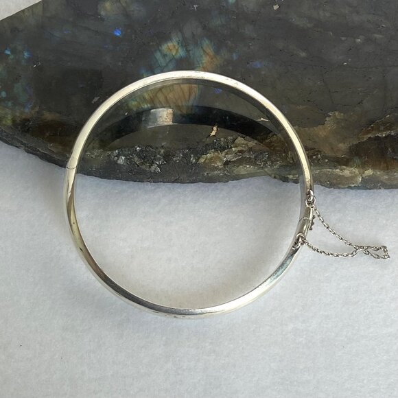 Sterling Silver 925 Polished Round Hinged Stacking Bangle Bracelet 7.25" - Picture 11 of 16